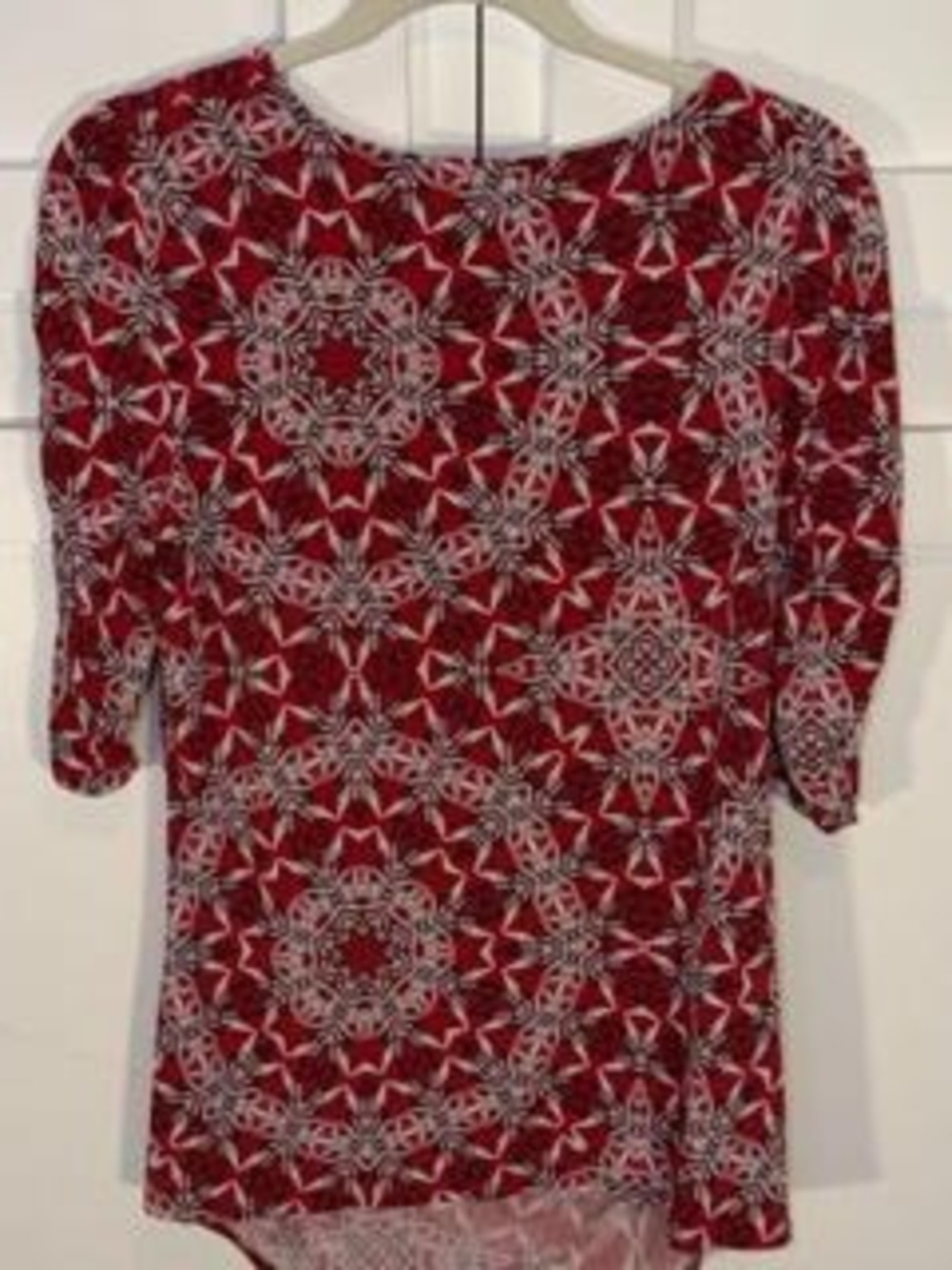 Alfani Red White Women's Red Patterned Blouse L - Picture 4 of 7